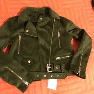 Zara green "suede" jacket.